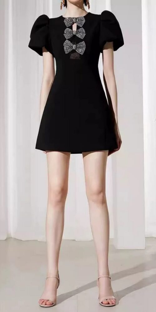5_627a0515-83e3-45e4-b6ce-1b216d561a92 VANESSA BOW PUFF SLEEVE MINI BLACK COCKTAIL DRESS