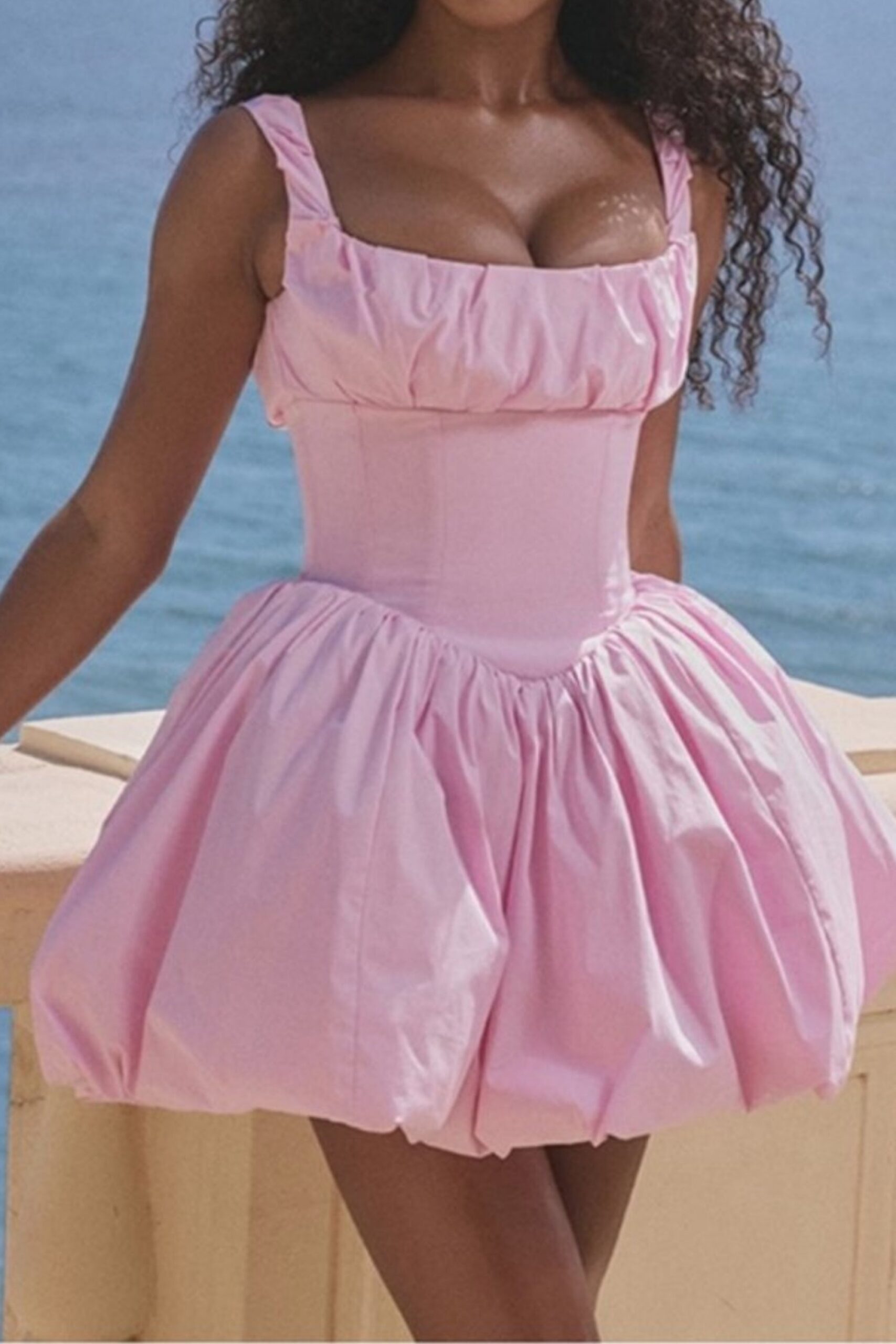 COTTON TULLE MINI DRESS IN PINK FOR PARTY