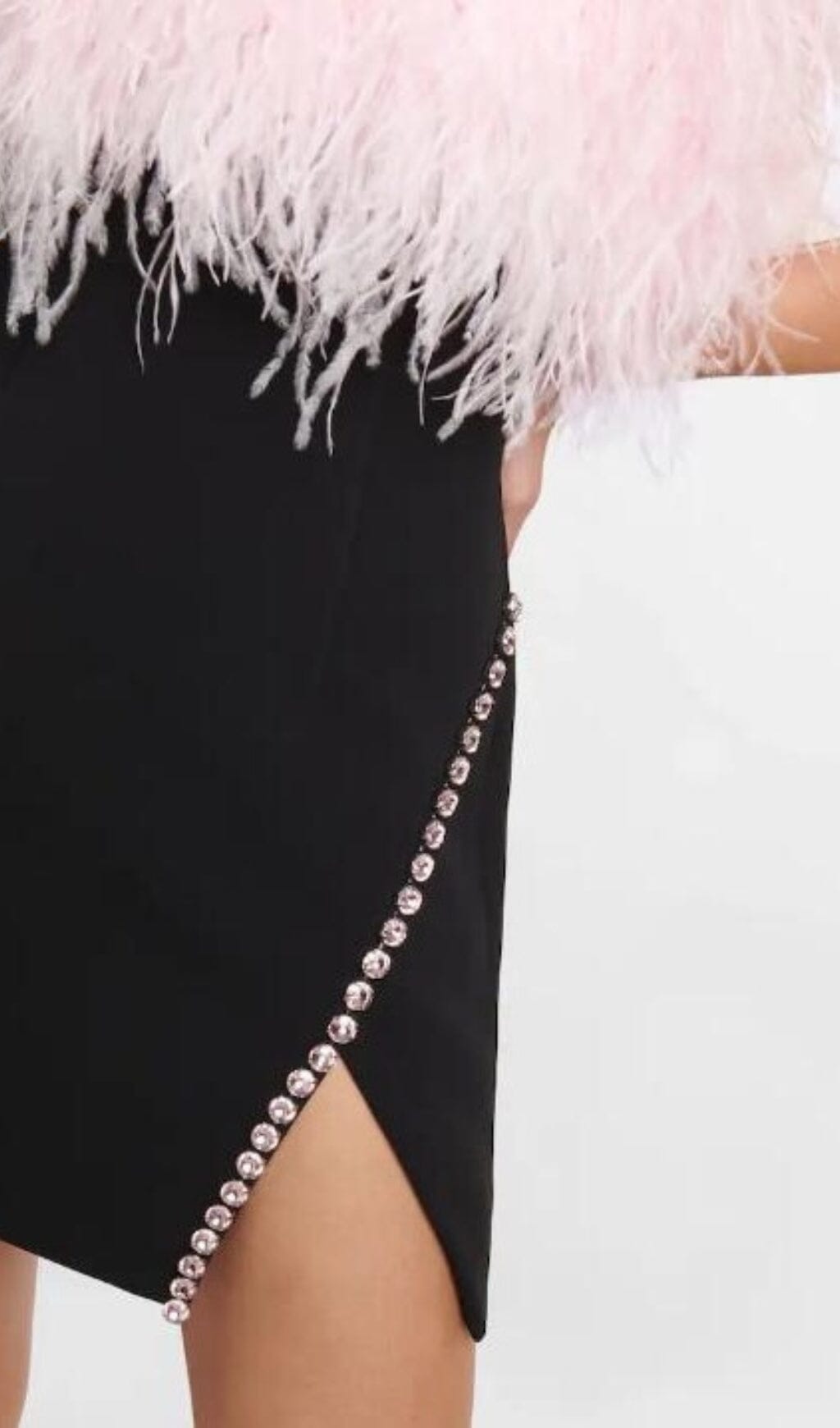 BLACK BANDAGE FEATHER MINI DRESS FOR PARTY