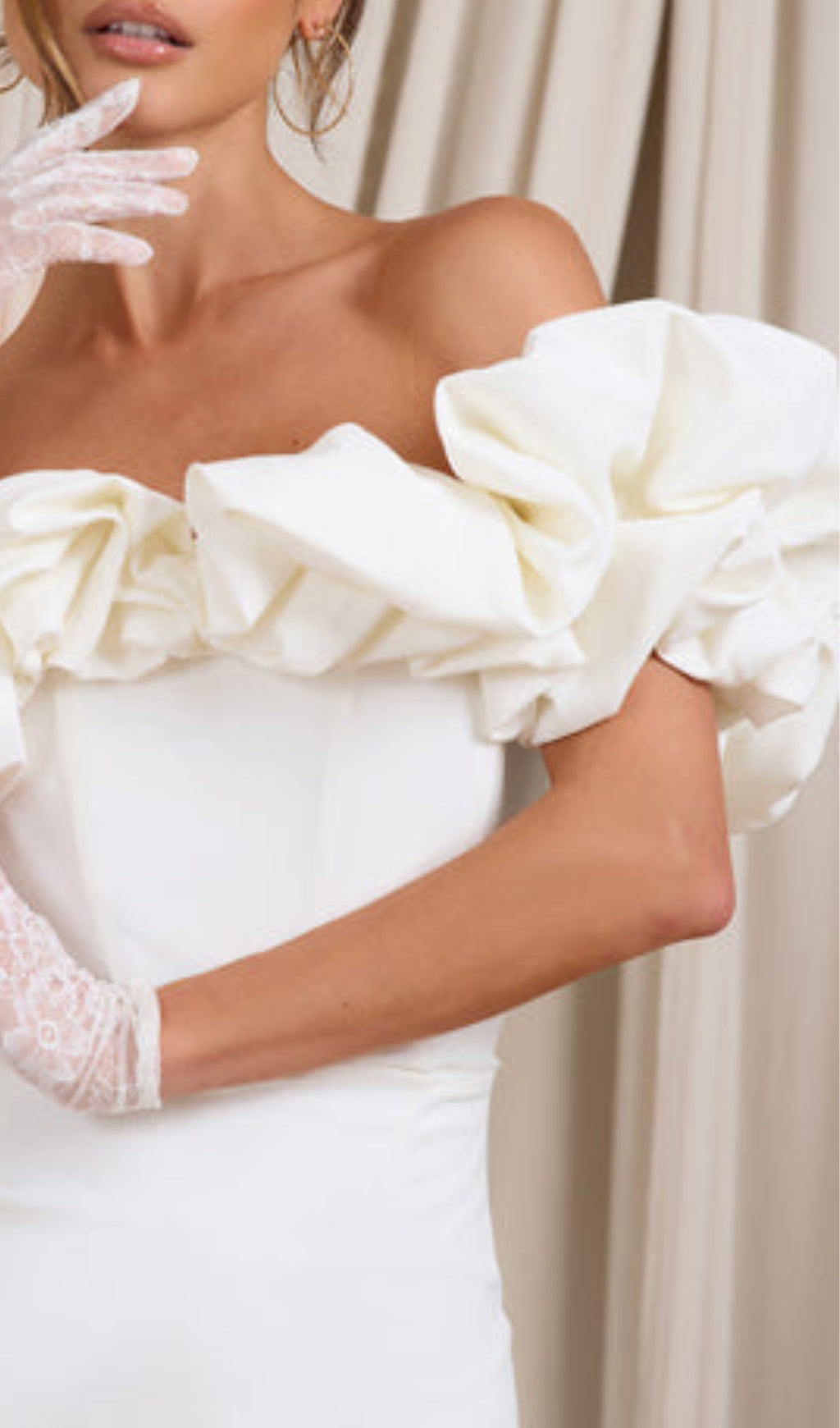 SATIN STRAPLESS RUFFLE DRESS FOR PARTY