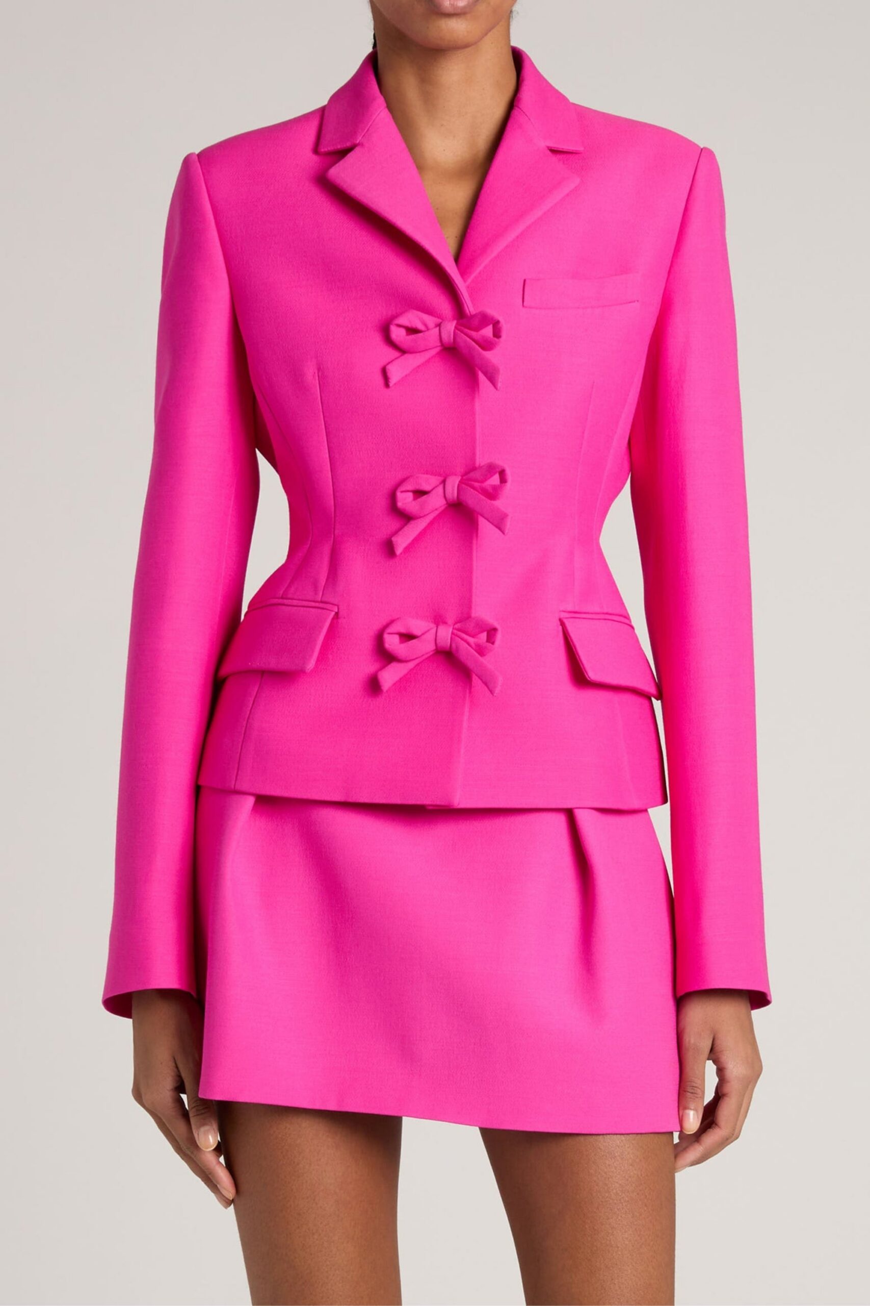 YURI PINK CREPE BLAZER WITH BOW DETAIL