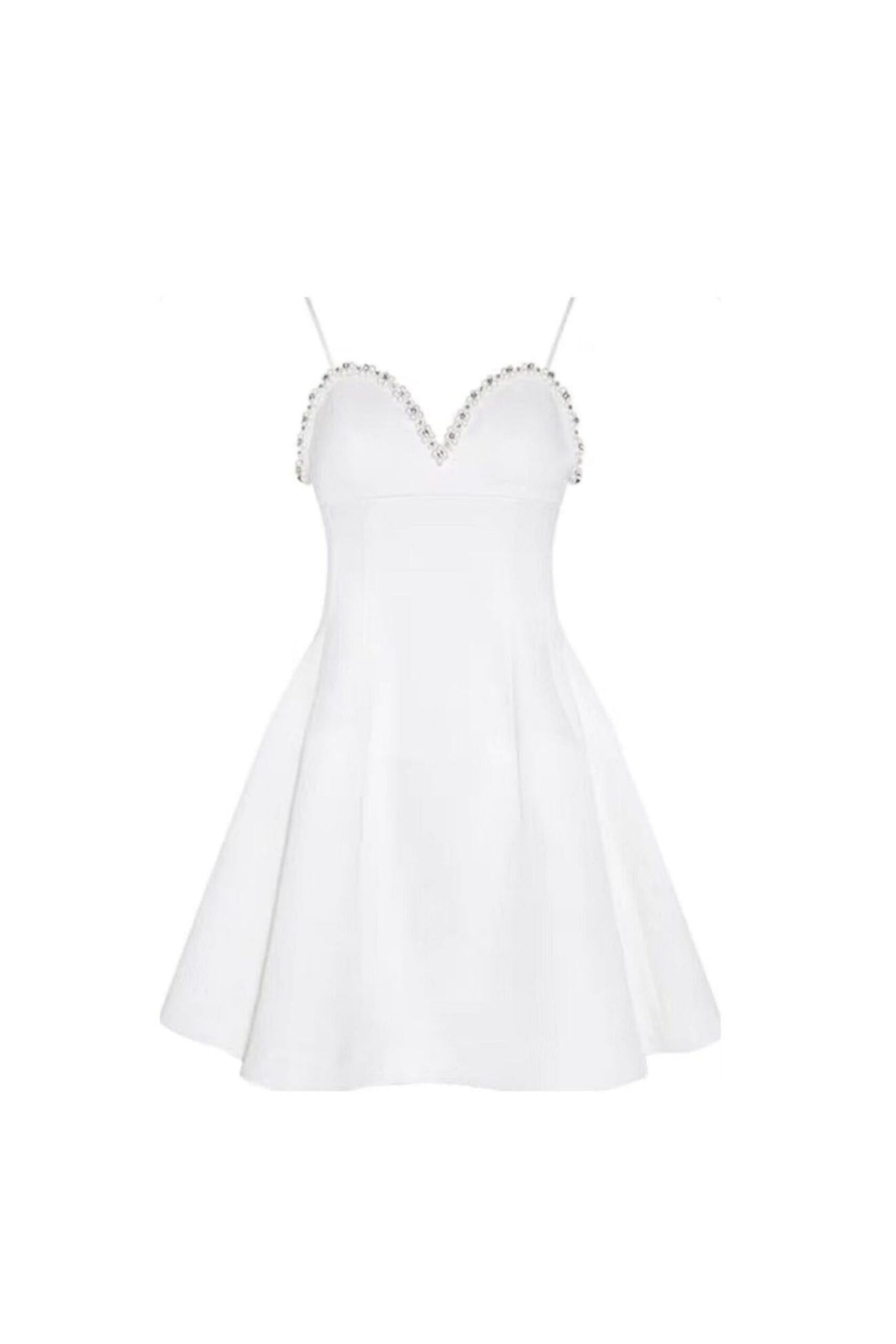 PEARL EMBELLISHED HTM MINI DRESS, WHITE, COCKTAIL