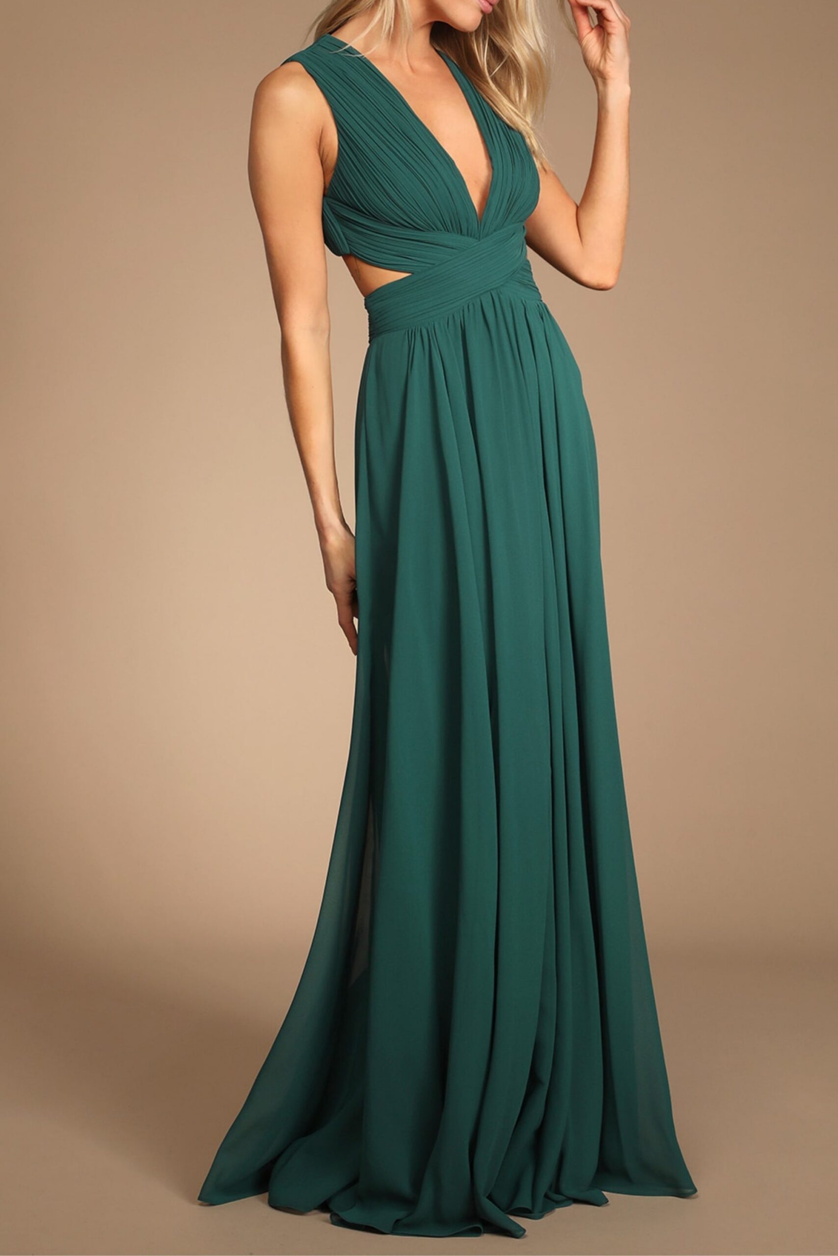 EMERALD CUTOUT MAXI DRESS, BODYCON PARTY