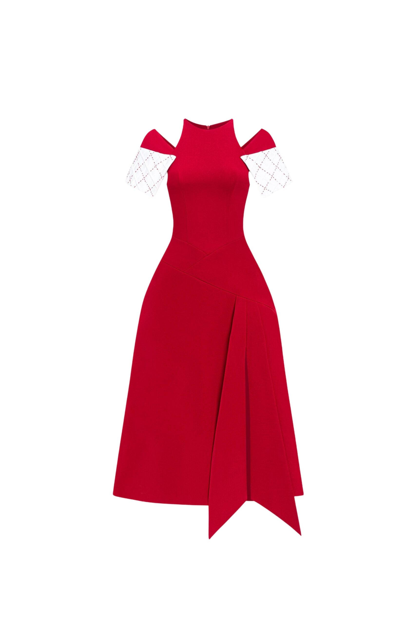 TIFFANY TWO-TONE SLIT MIDI DRESS FOR EVENING