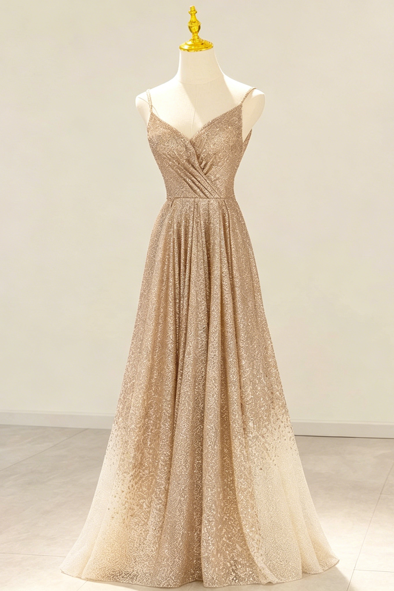GOLD V-NECK SEQUIN PROM BODYCON DRESS