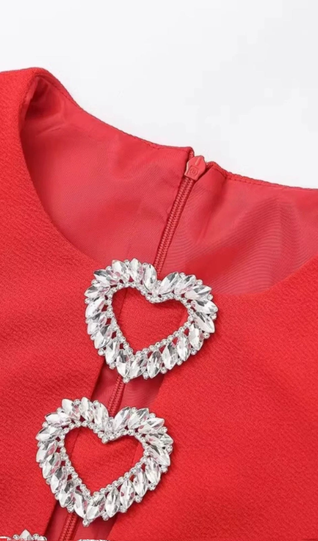 HEART CUTOUT CRÊPE MINI DRESS, RED, DATE NIGHT