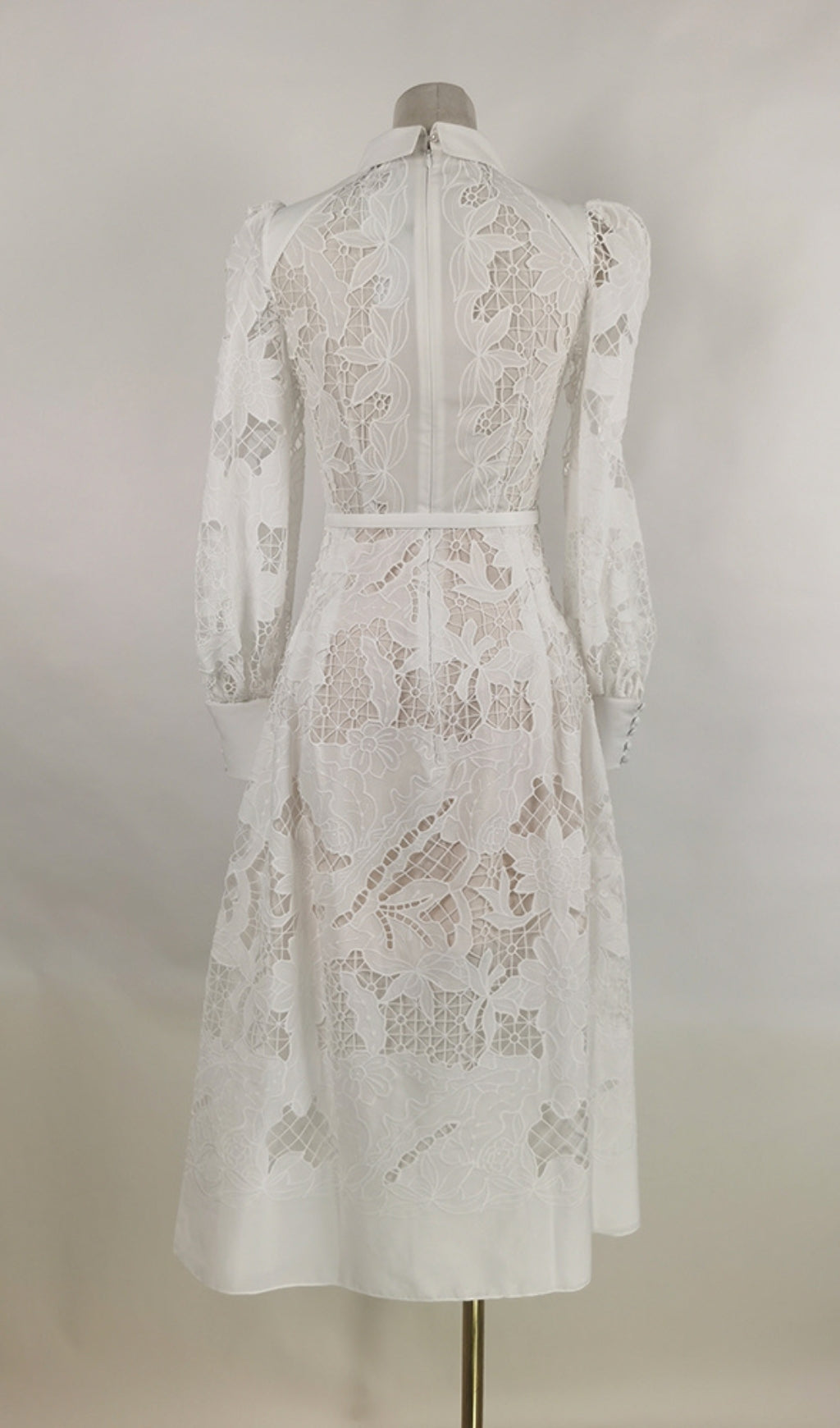 WHITE LACE MIDI DRESS FOR WEDDING GUEST
