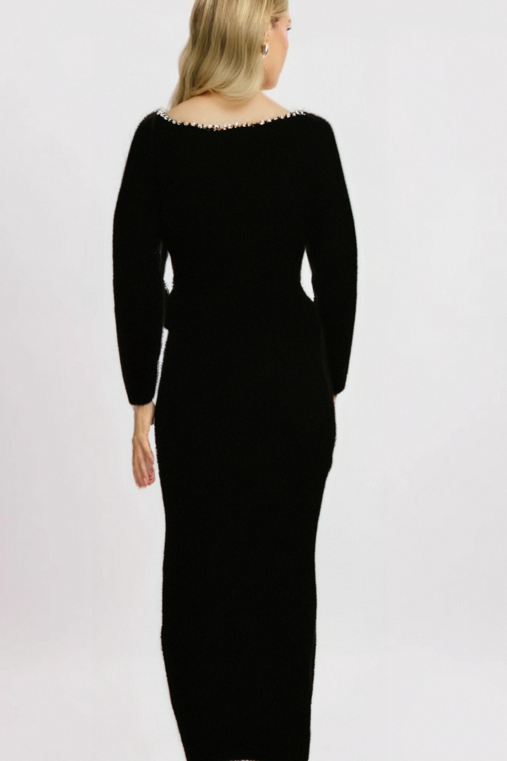 ALISON BLACK VELVET CRYSTAL MAXI DRESS
