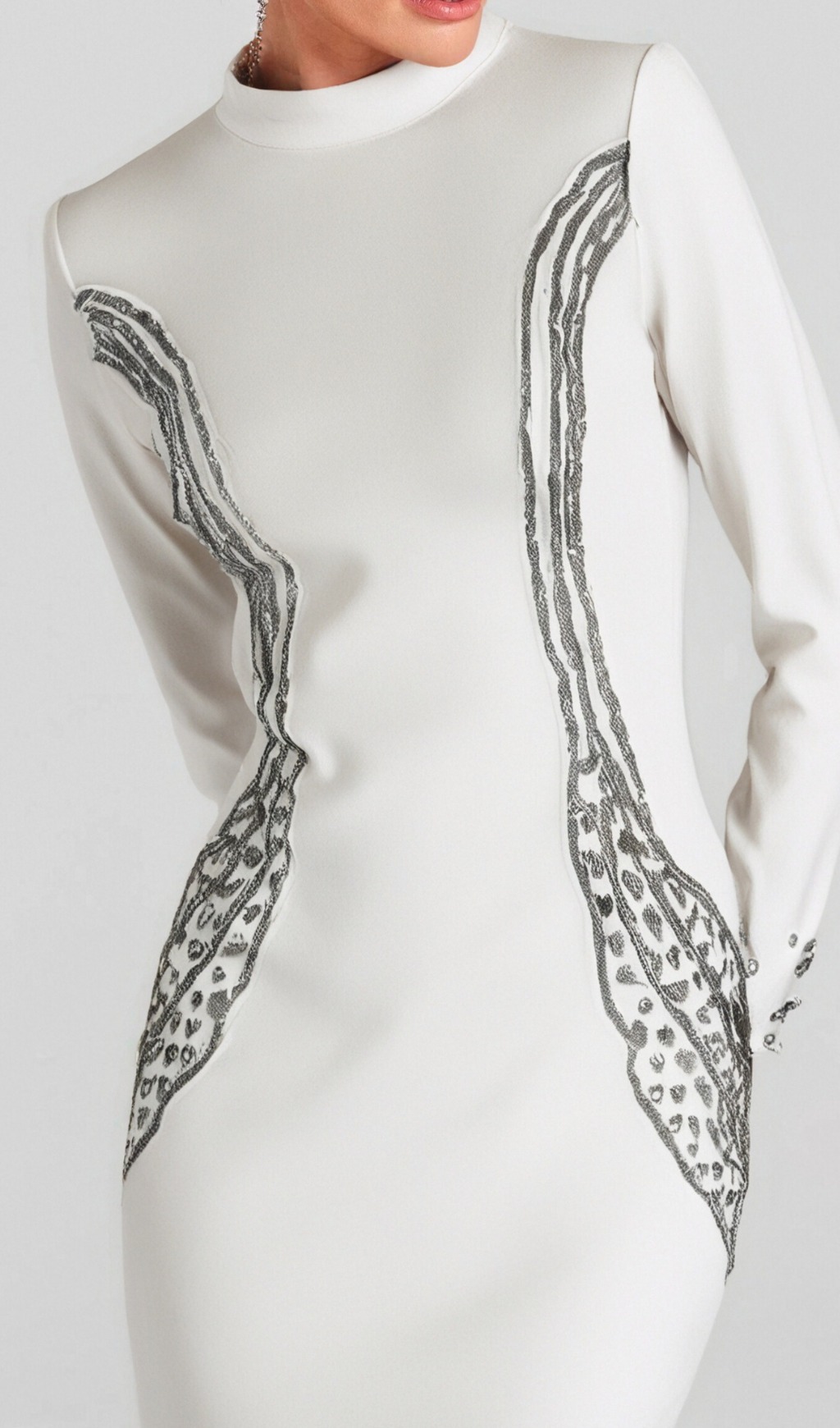 ASHLEY CRYSTAL BODYCON MAXI DRESS, WHITE, PARTY