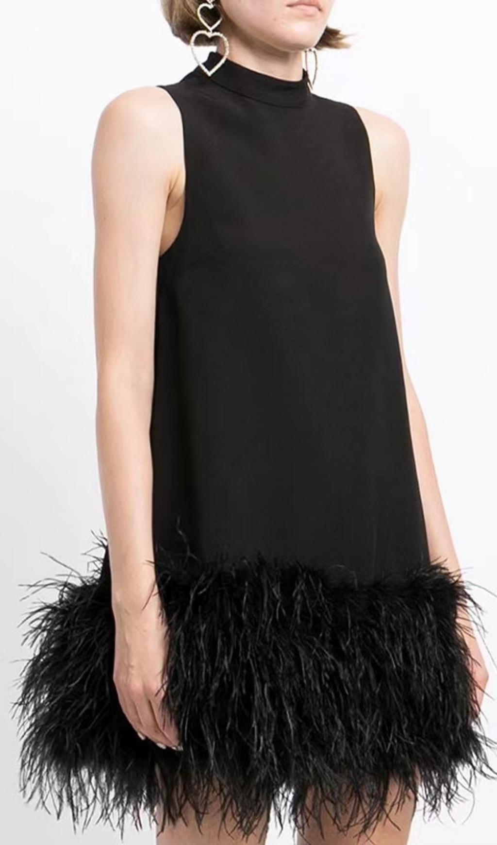 FEATHER MINI DRESS FOR PARTY NIGHT