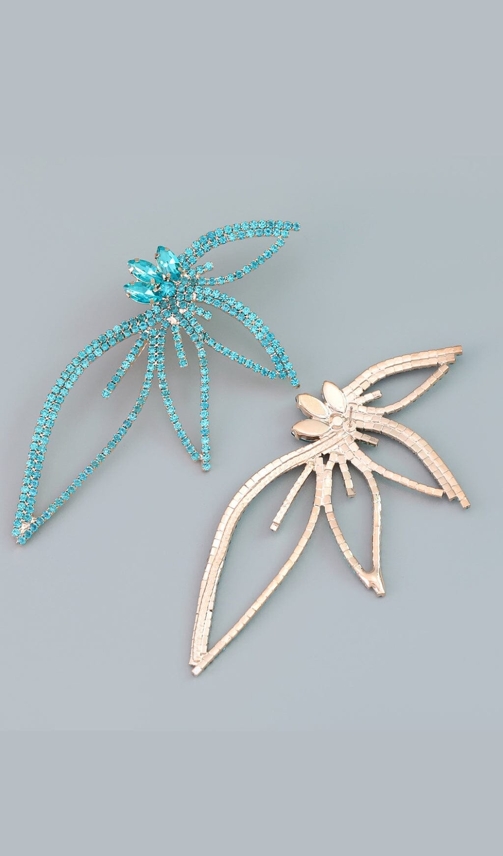 CRYSTAL BLUE FLORAL DROP EARRINGS FOR WEDDING