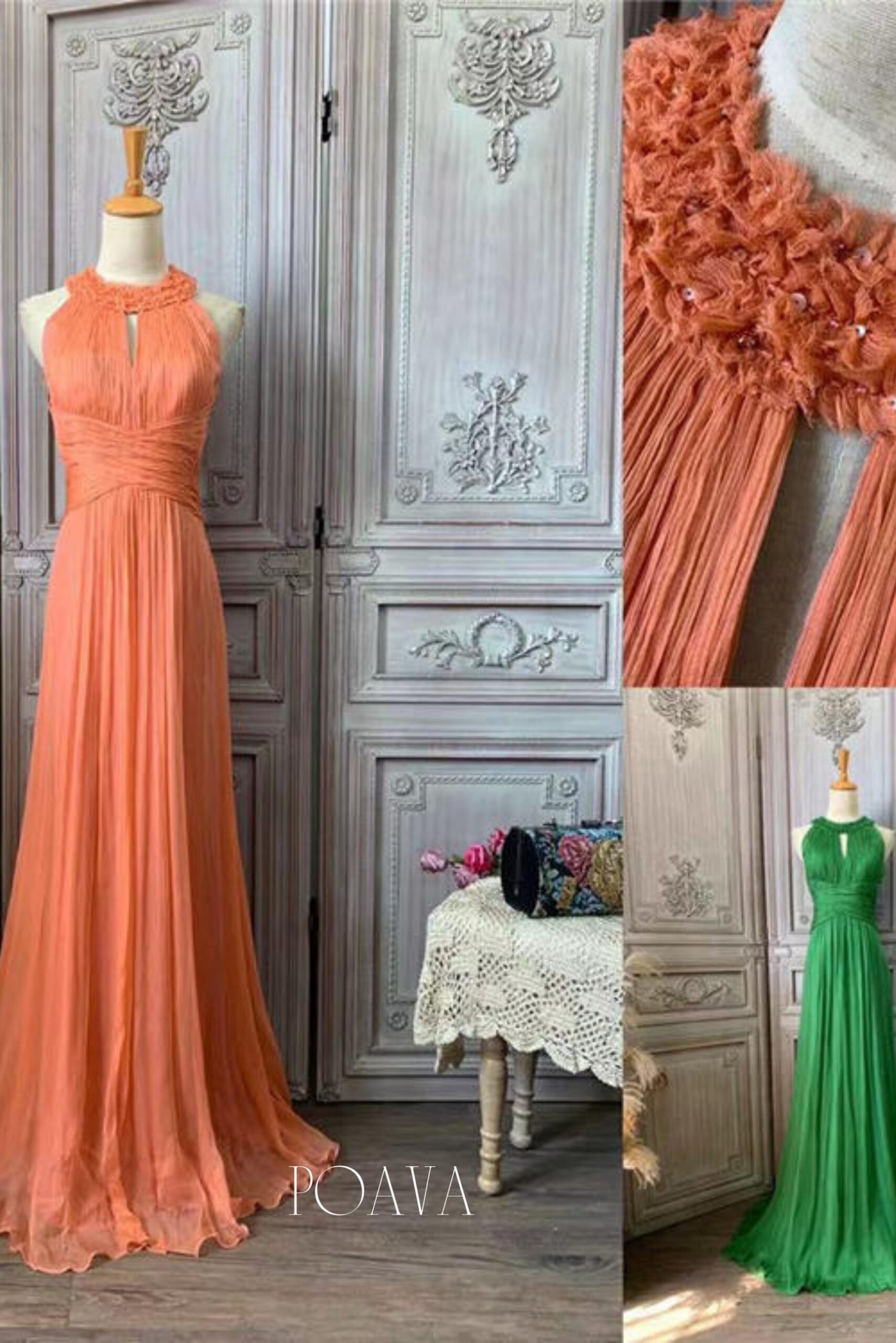 EMBELLISHED SILK A-LINE MAXI DRESS FOR EVENTS