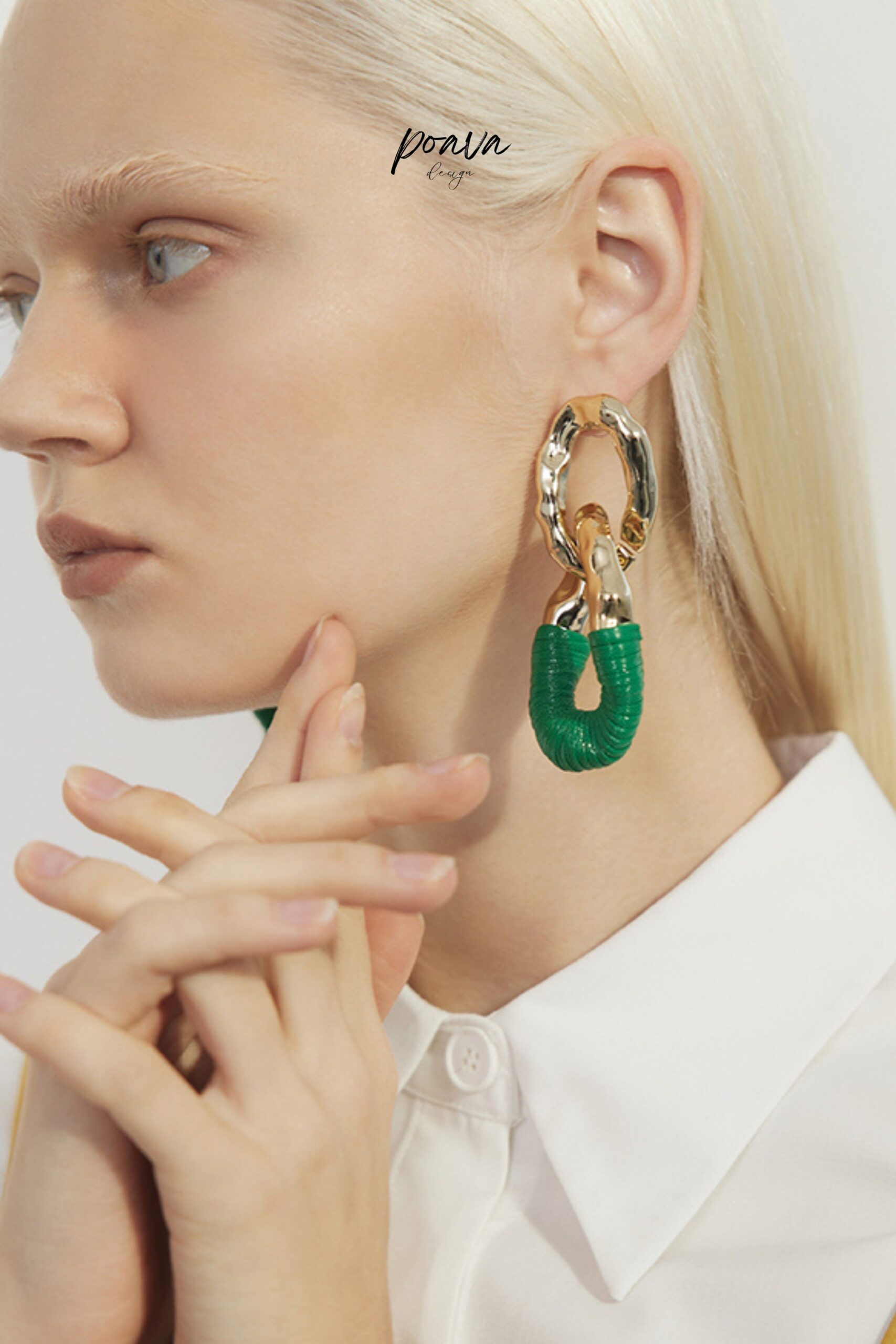 GREEN HOOP DROP EARRINGS FOR WEDDING
