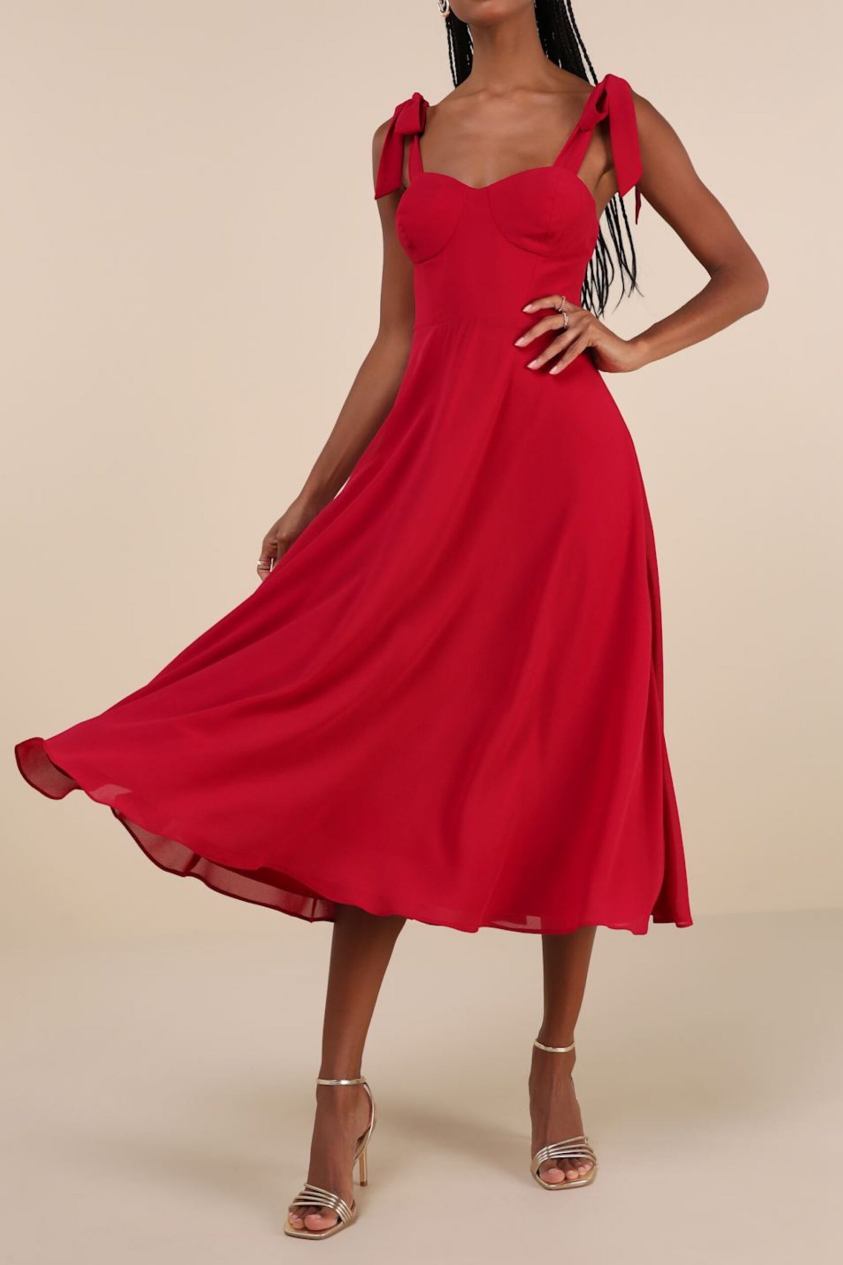 5_c7544a54-00f3-4345-b390-d7d15cb7a29b BERRY RED TIE-STRAP A-LINE MIDI DRESS