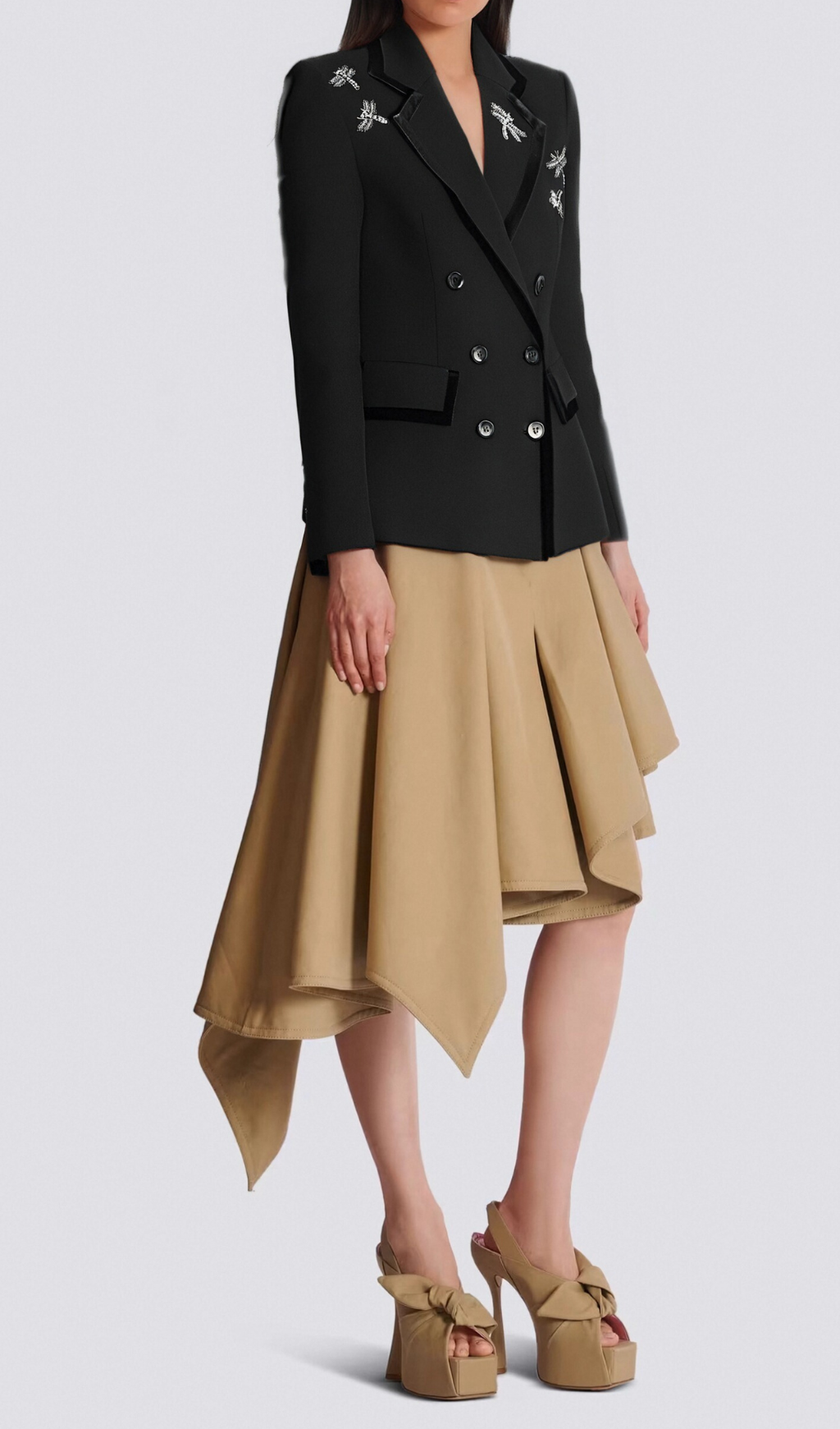 DRAGONFLY EMBROIDERY BLAZER BLACK OVERSIZE BLAZER