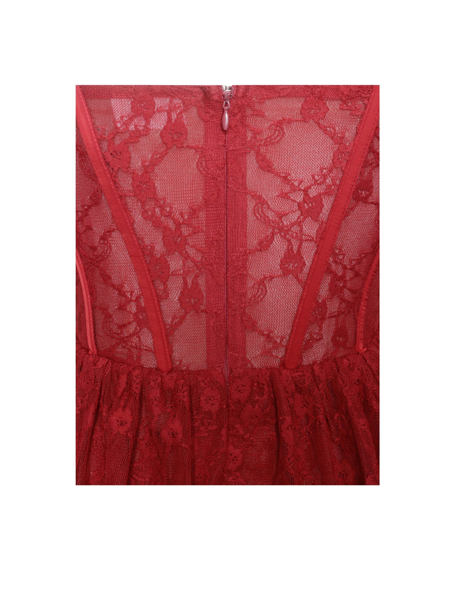 ZEN BURGUNDY LACE CORSET MAXI DRESS