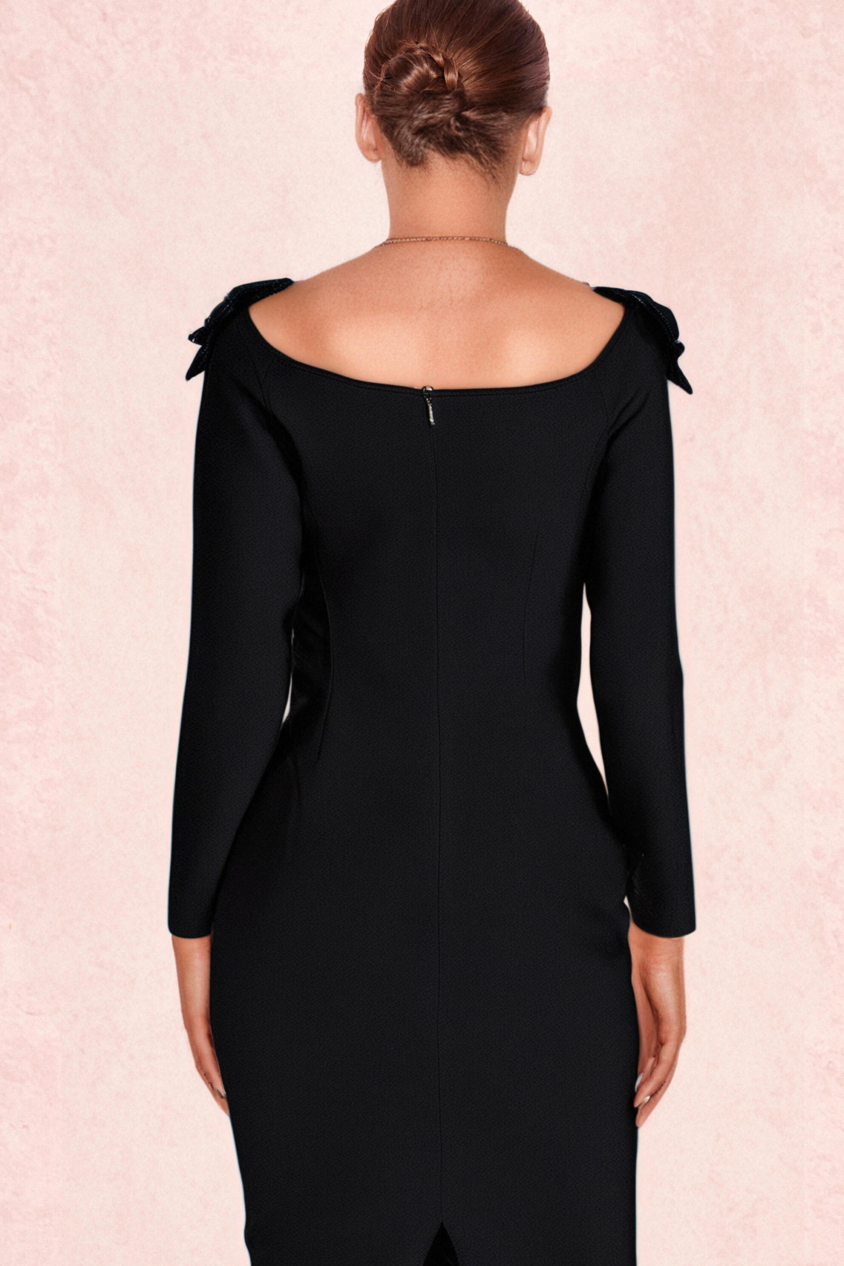 RUBIDES BLACK BANDAGE MIDI DRESS, BODYCON PARTY