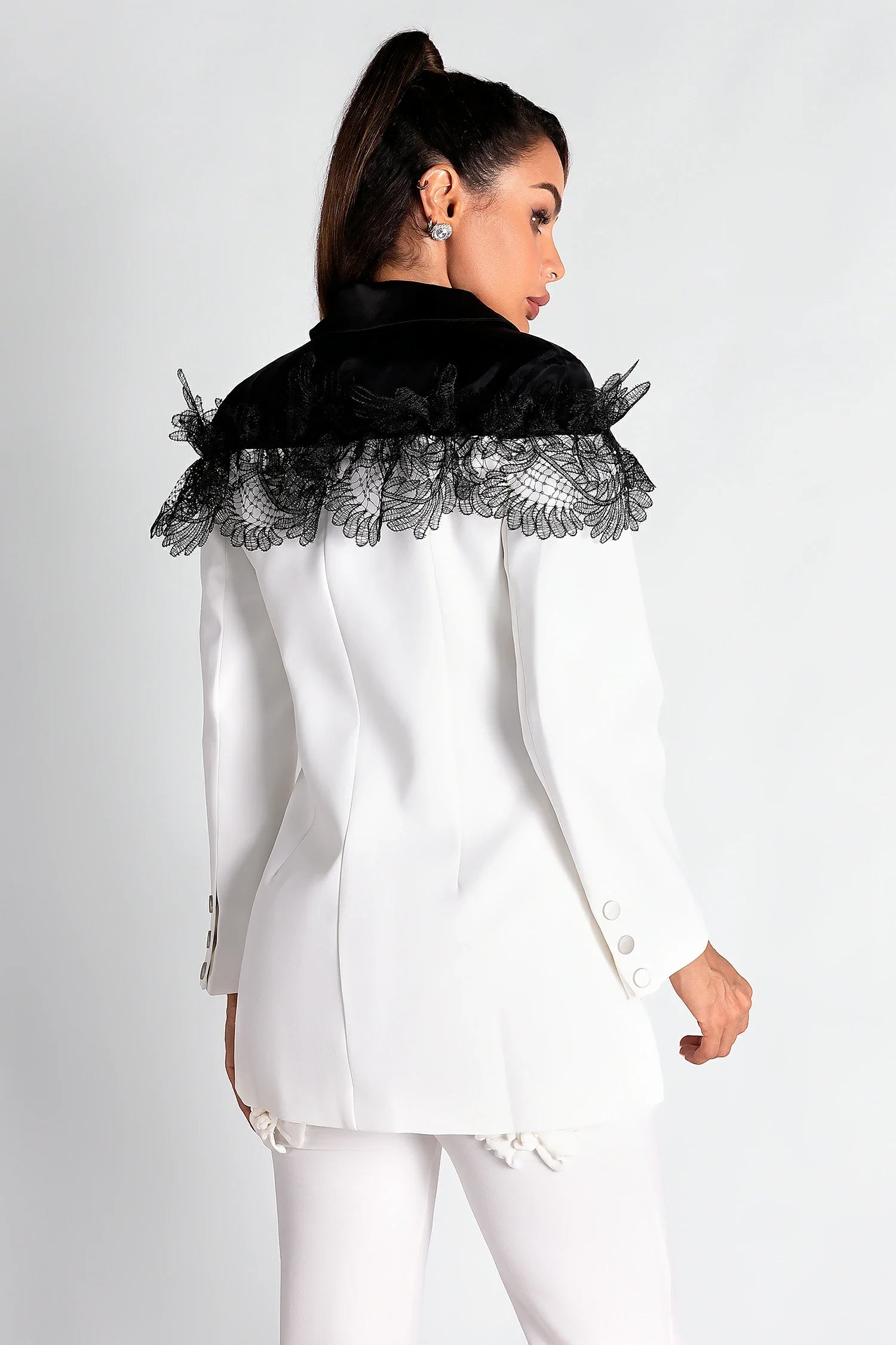 SEKANI PATCHWORK LACE BLAZER TOP FOR WEDDING