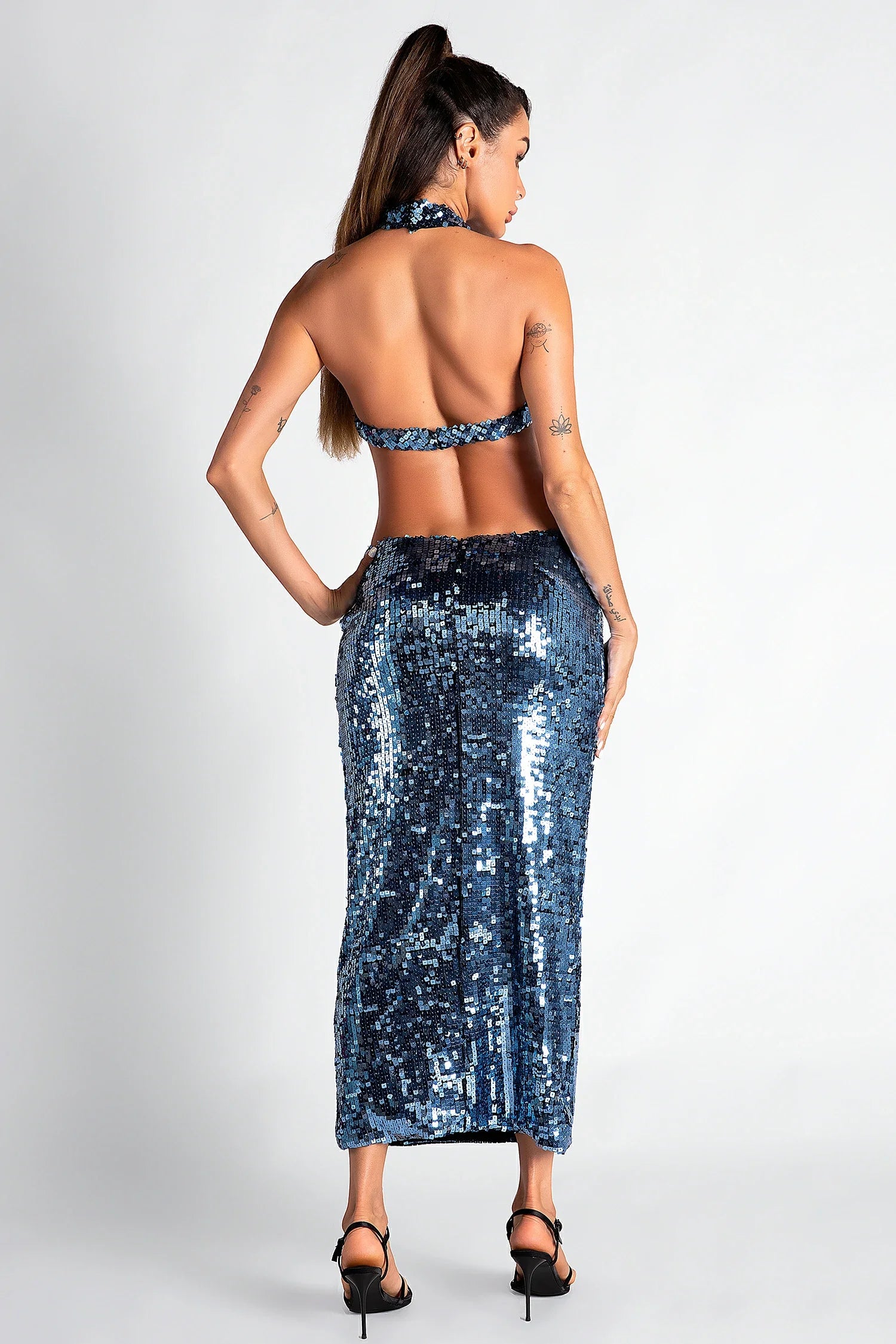 NEIVA GLITTER CUTOUT MAXI DRESS