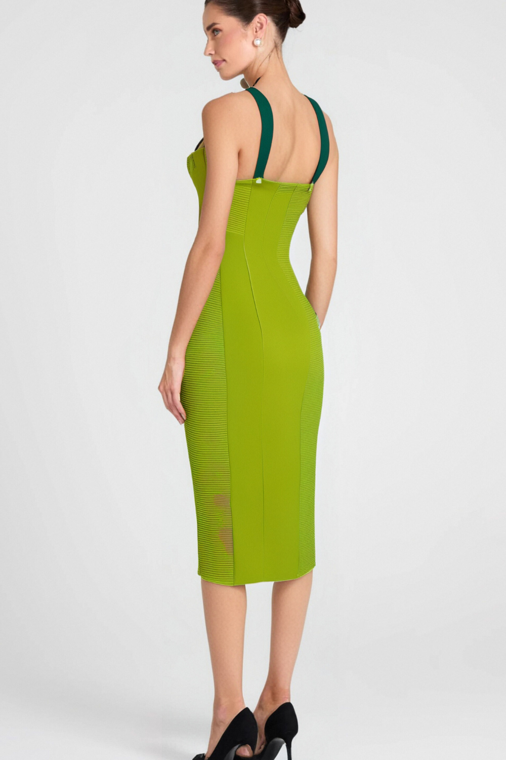 GREEN BANDAGE MIDI DRESS FOR PARTY