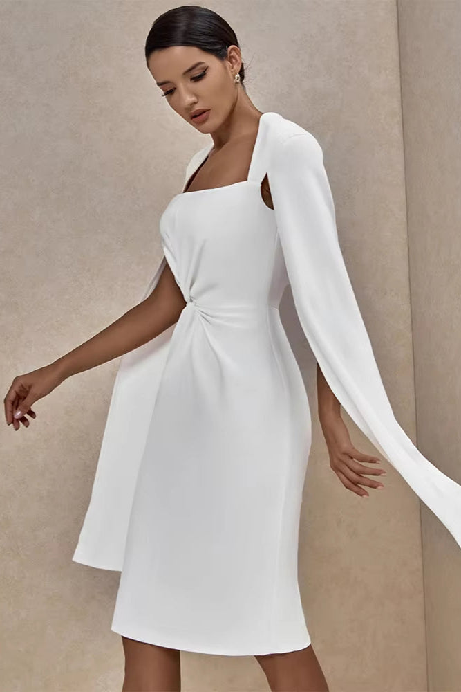 5a610488-0613-4e54-928f-2256f9b274da CREPE TWIST BODYCON MIDI DRESS, WHITE