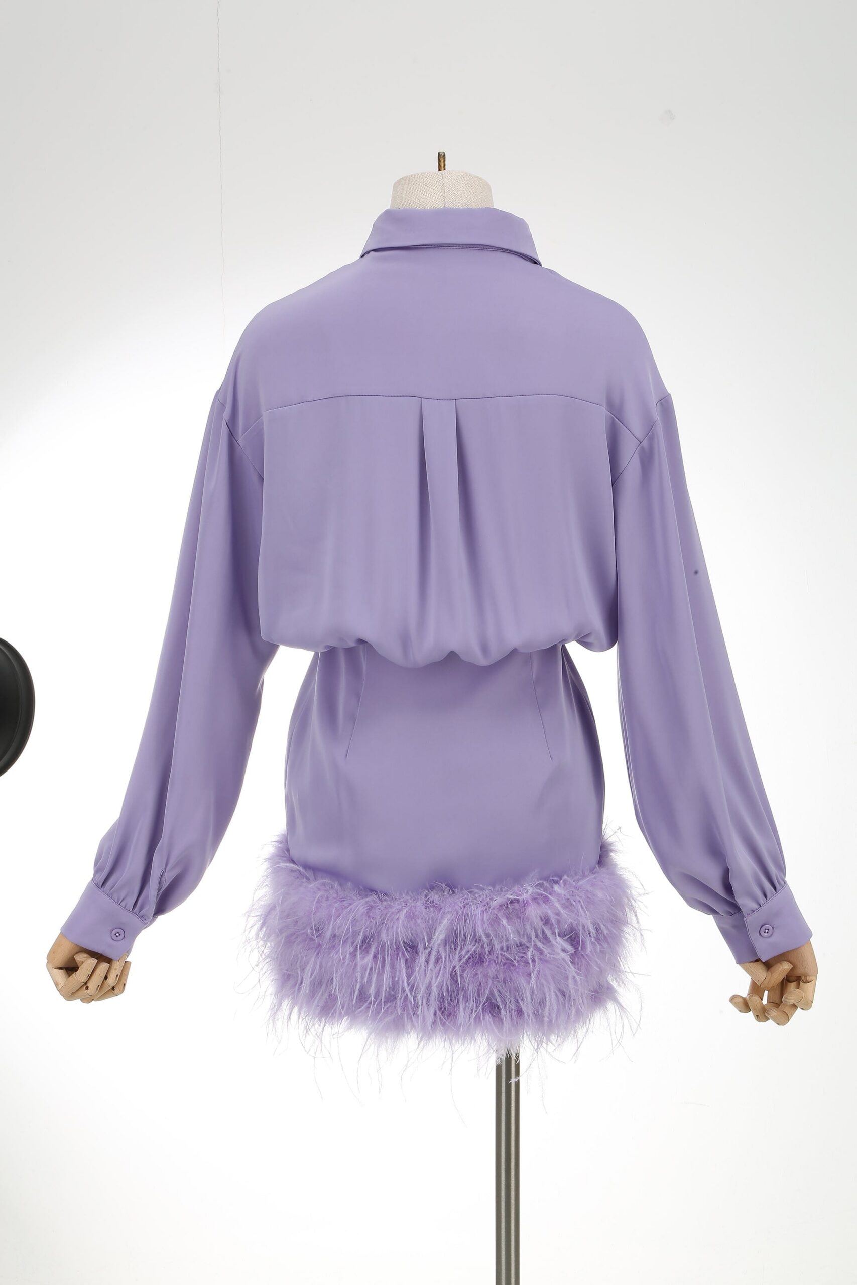 FEATHER SLEEVE SHIRT DRESS FOR WEDDING GUEST