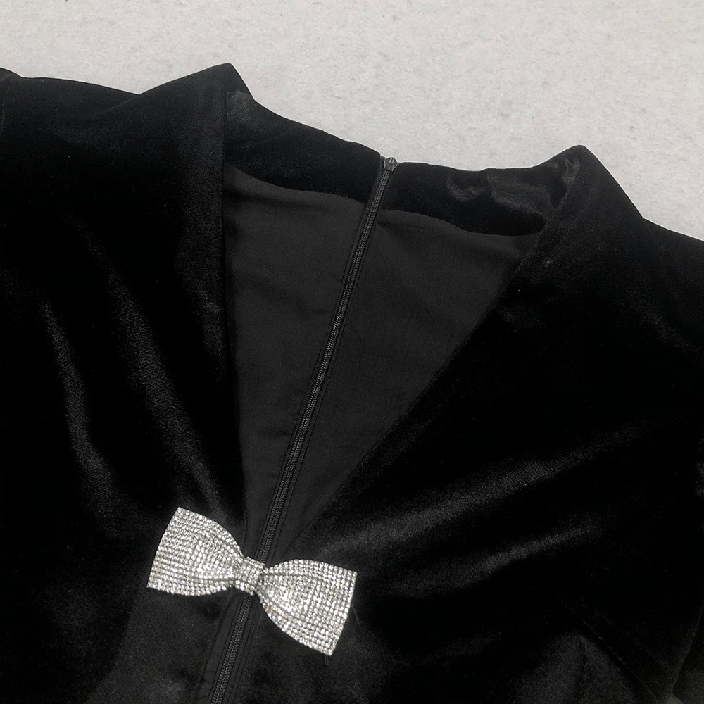VICTORIA CUT-OUT BOW MINI DRESS SET BLACK