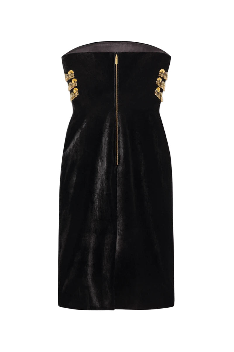 Y2K SKELETON TASSEL BUSTIER MINI DRESS BLACK
