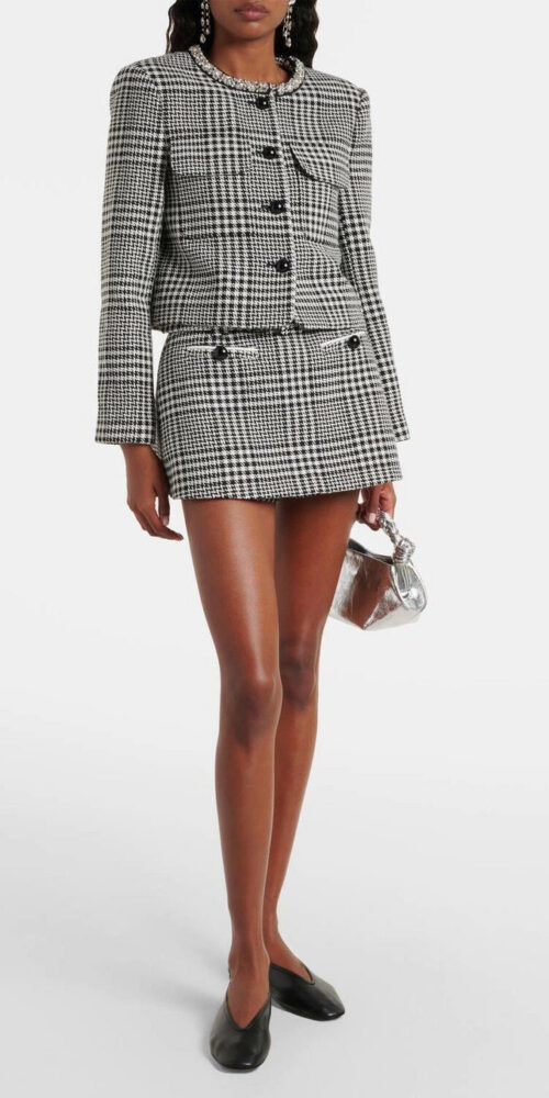 virginia Houndstooth Crystal mini skirt - Black/White