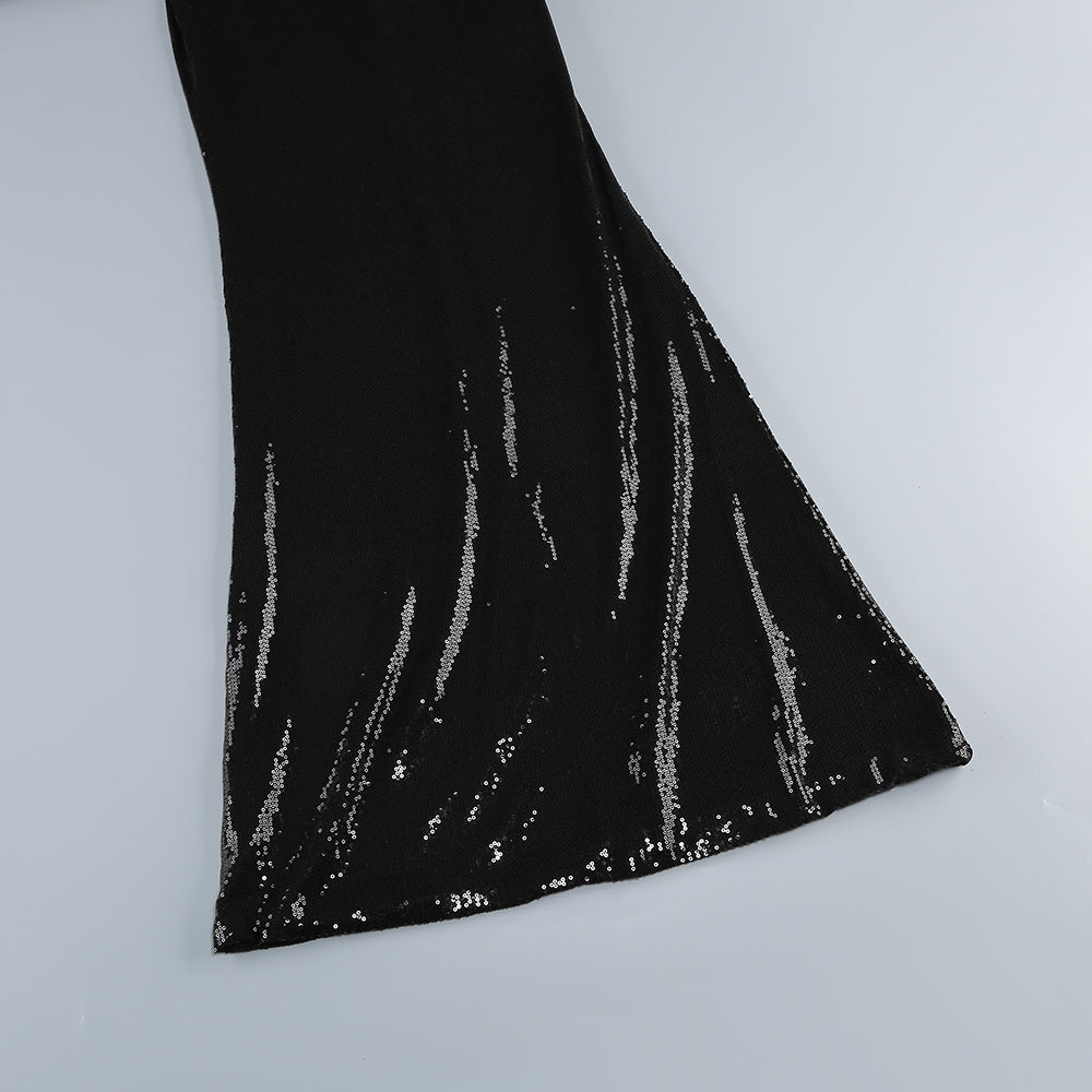 VIVIEN OFF-SHOULDER SEQUIN PROM MAXI BLACK