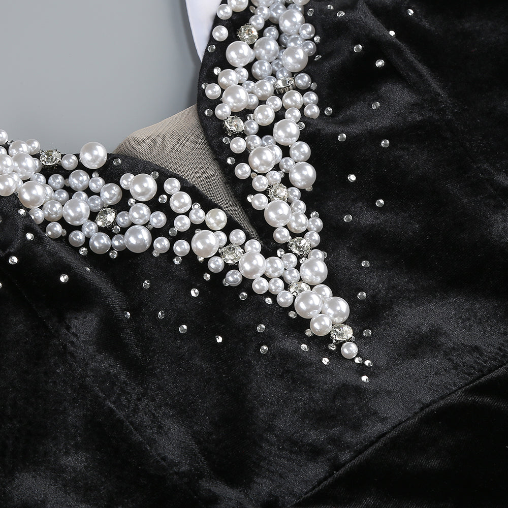 BLACK PEARL EMBROIDERED MAXI DRESS FOR WEDDING