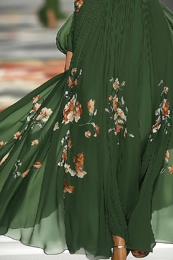 ELEGANT OFF-SHOULDER FLORAL MAXI DRESS FOR WEDDING GUEST