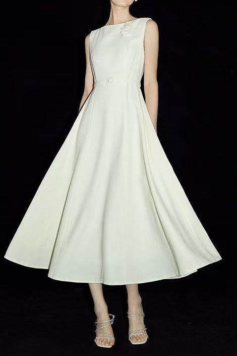 BLUSH 3D FLORAL SLEEVELESS MIDI FORMAL DRESS