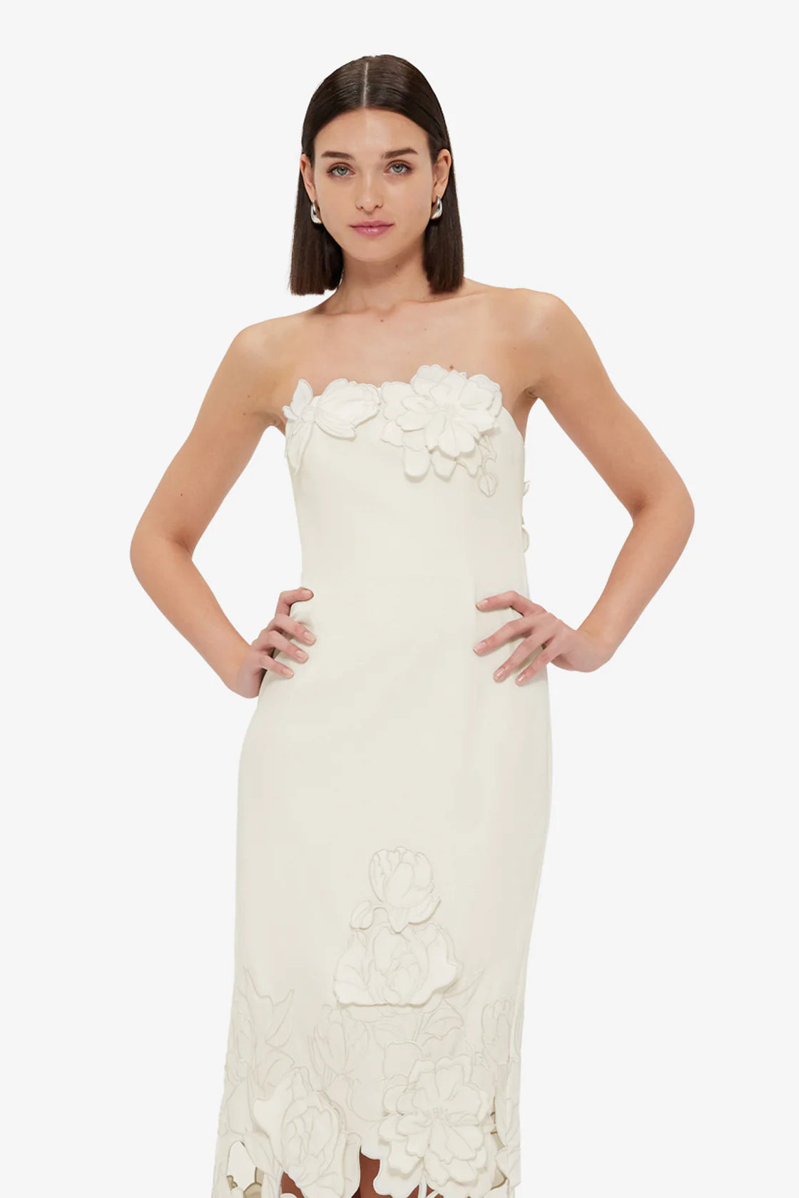 LOUISE APPLIQUÉ BUSTIER MAXI DRESS WHITE