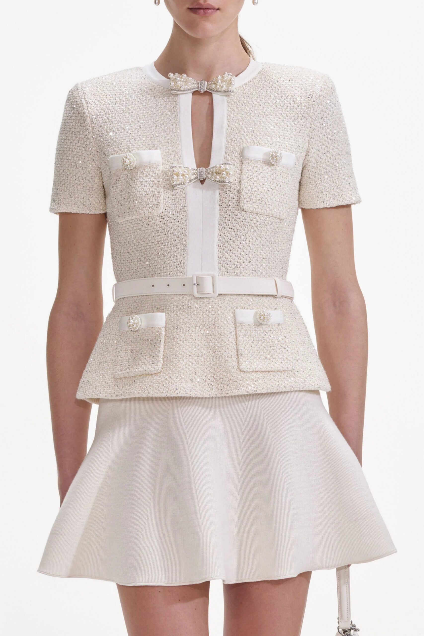 VICKY SEQUIN KNIT SET - CREAM PARTY TWO-PIECE