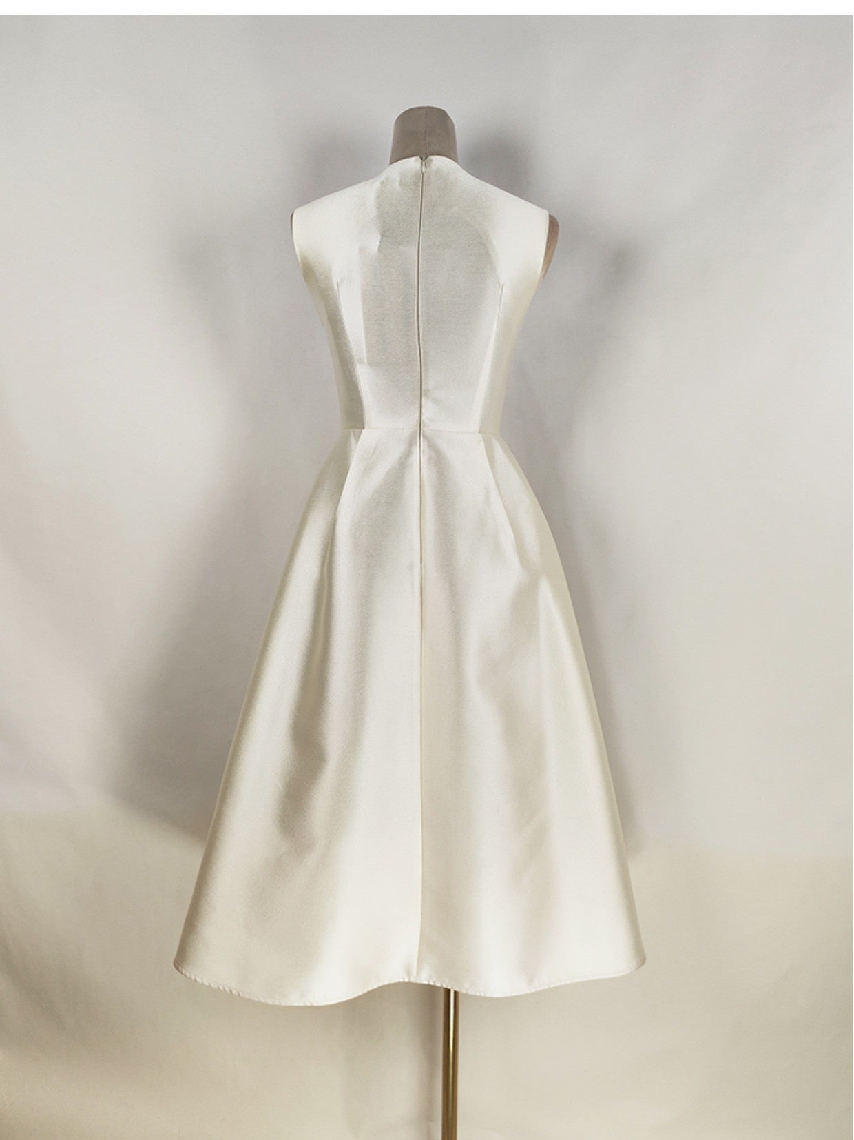 PALOMA A-LINE SLEEVELESS TAFFETA MIDI DRESS