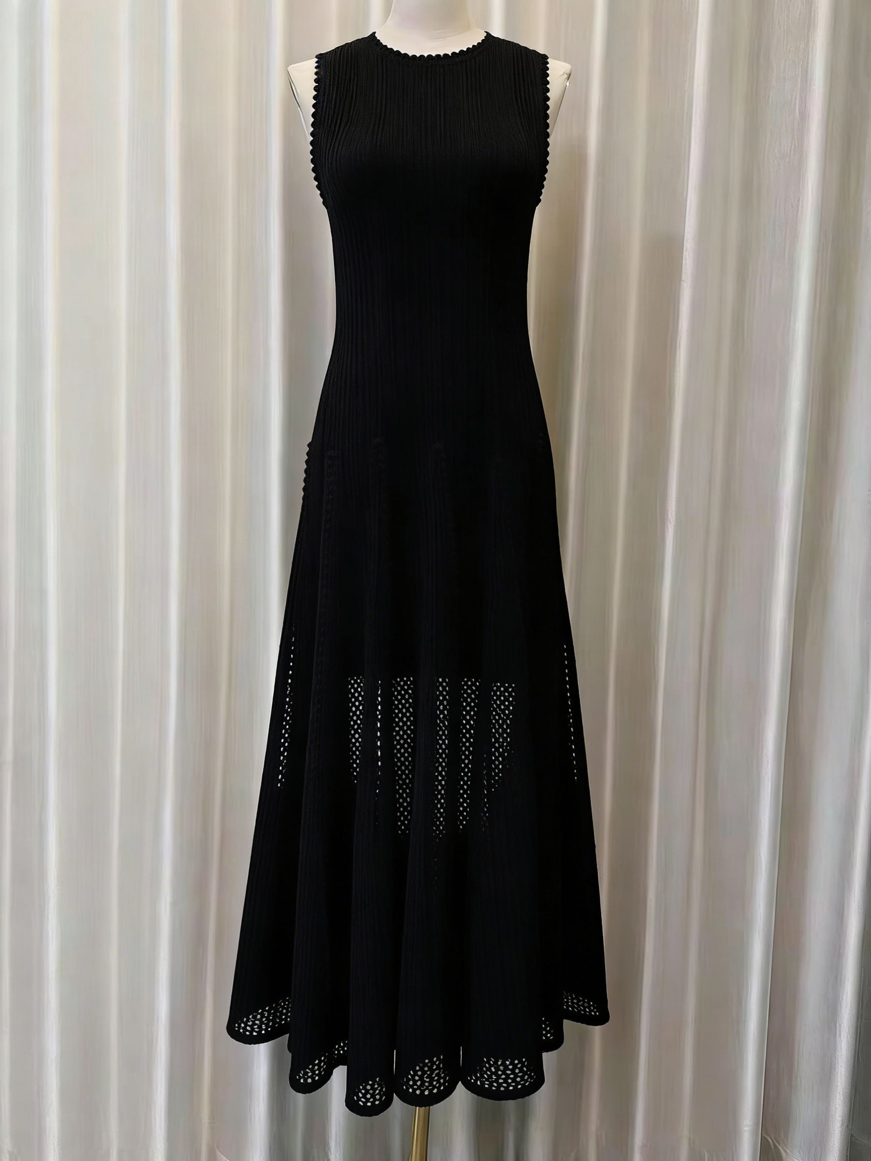 SLEEVELESS LACE CROCHET MAXI DRESS, BLACK, WEDDING GUEST