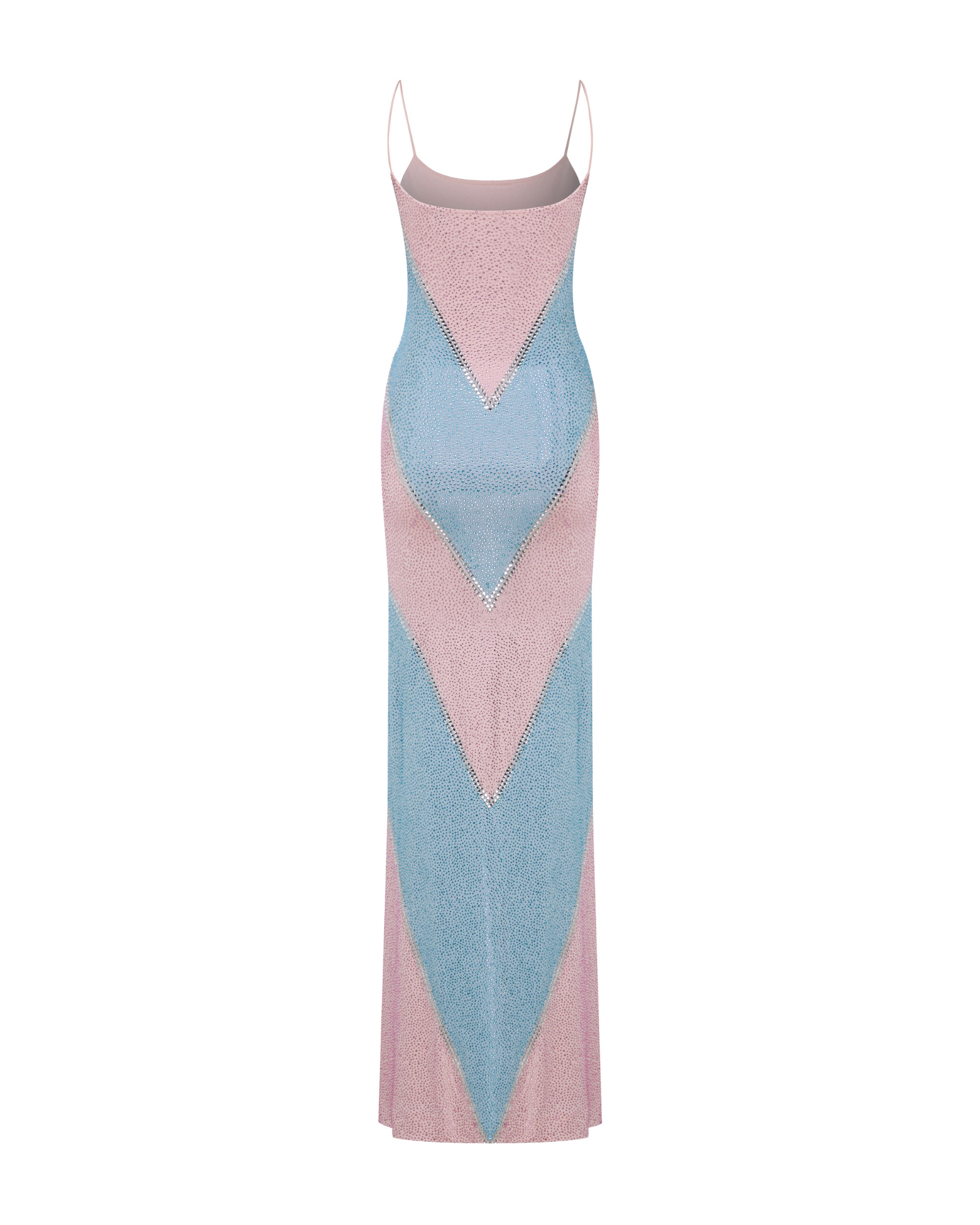 SHIMMERY RHINESTONE BODYCON MAXI DRESS - PARTY BLUE PINK