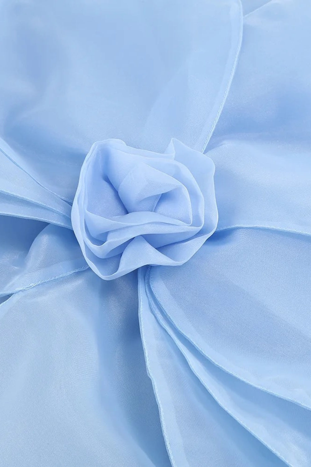 3D ORGANZA FLORAL MINI DRESS - BLUE, VOLUMINOUS PARTY