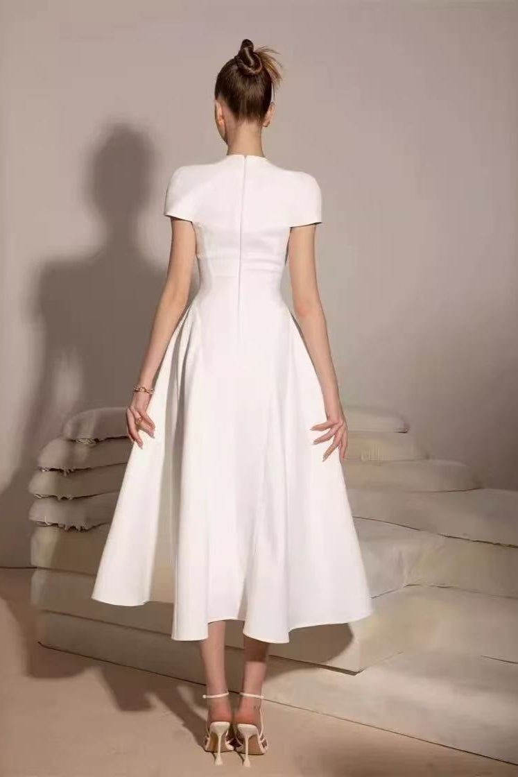 MYRNA SQUARE NECK A-LINE MIDI DRESS FOR EVENTS