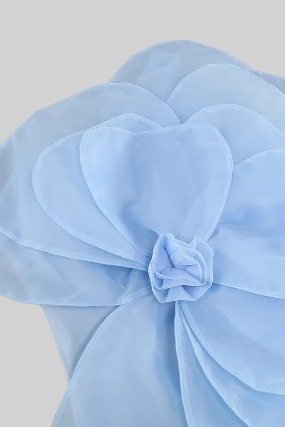 3D ORGANZA FLORAL MINI DRESS - BLUE, VOLUMINOUS PARTY