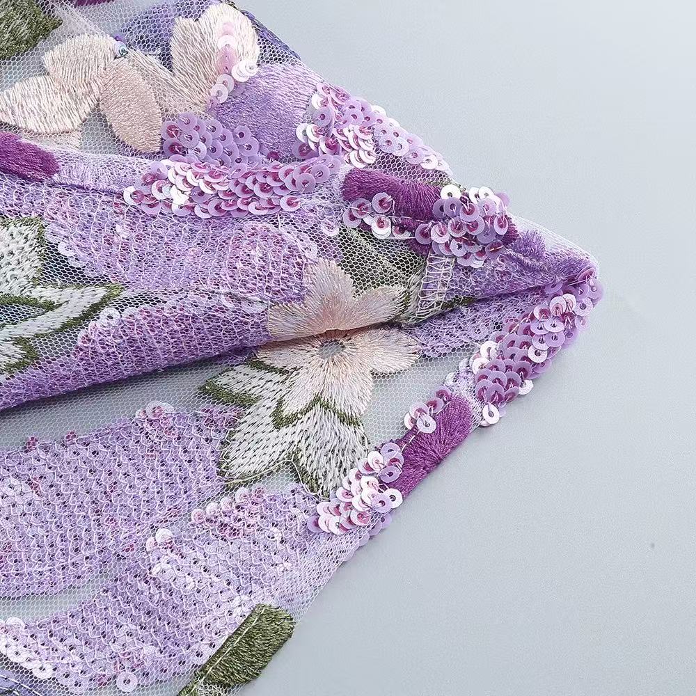 ELARA SEQUIN STRAPLESS MAXI DRESS - PURPLE