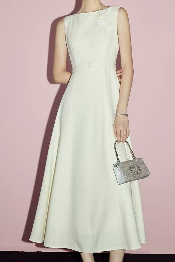 BLUSH 3D FLORAL SLEEVELESS MIDI FORMAL DRESS