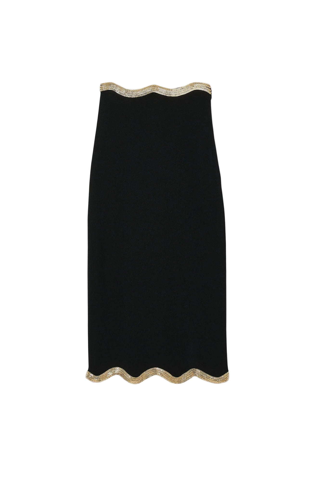 BLACK LONG KNIT SKIRT CHAIN DETAIL CASUAL