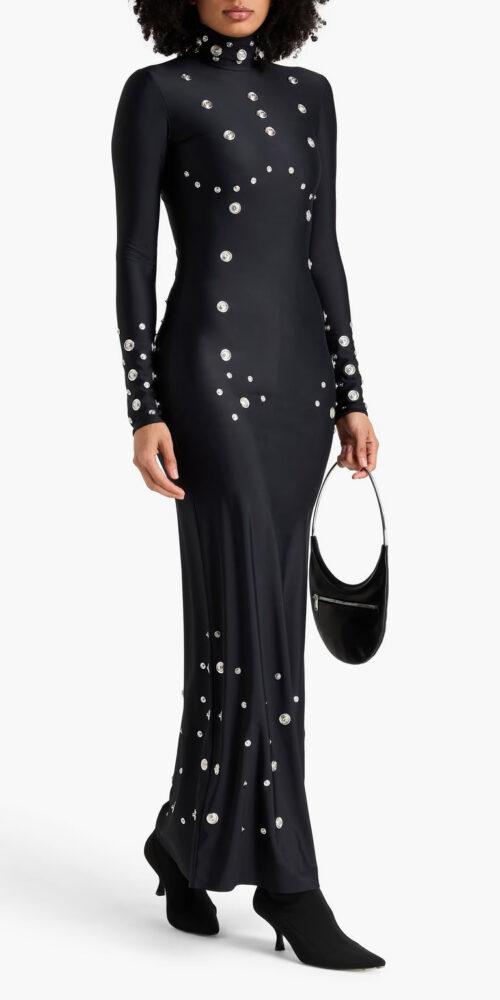 clara Embellished stretch-jersey maxi dress in black