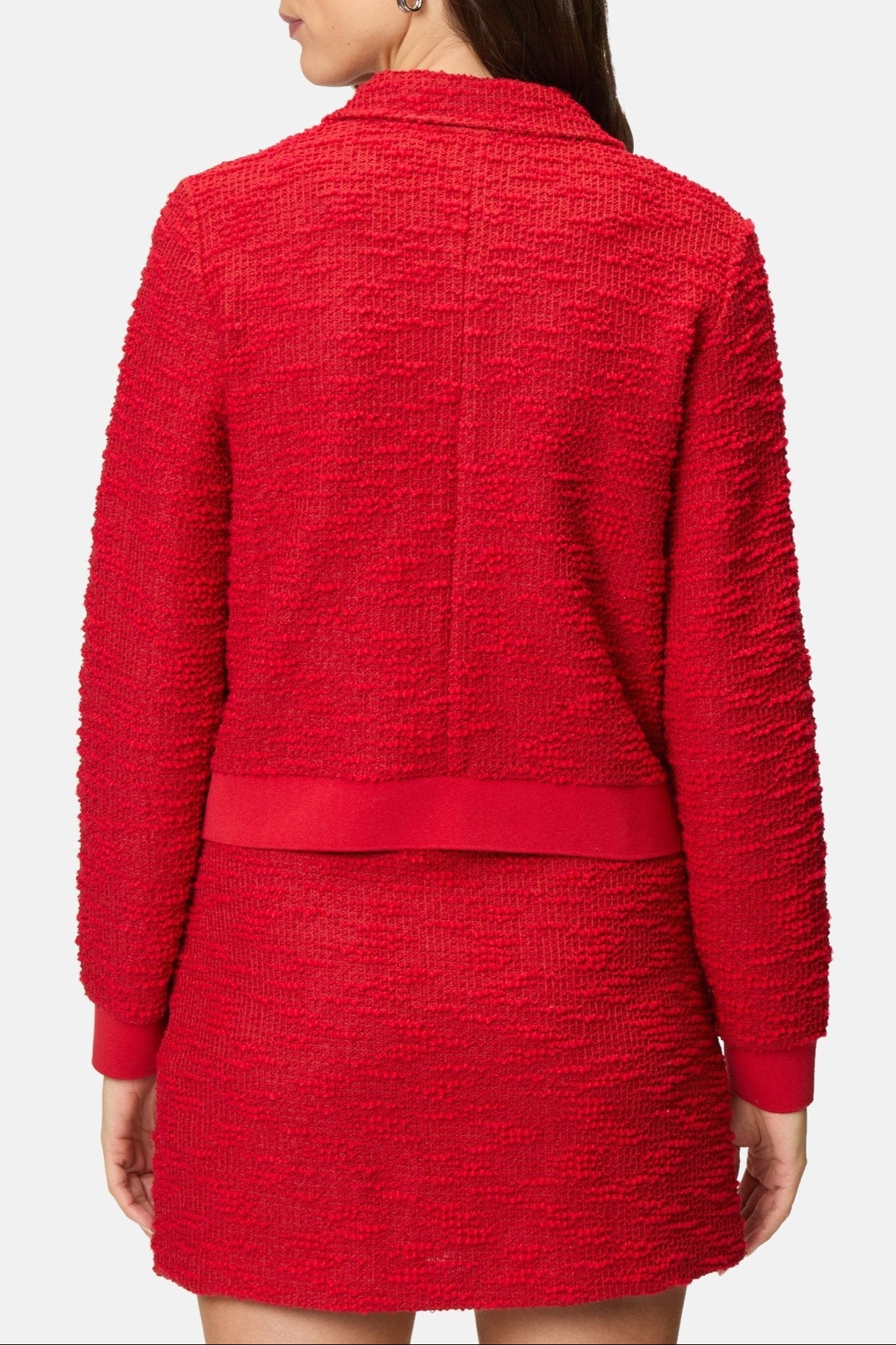 RED PLAIN JACKET SKIRT SET FOR WEDDING