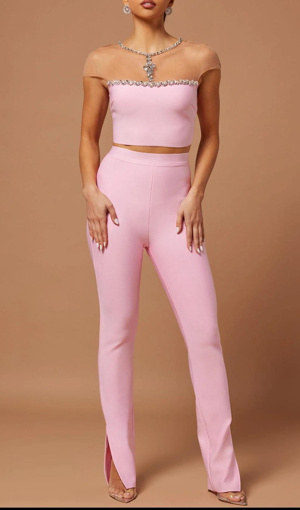 BANDAGE PINK SUIT SET – BODYCON PARTY OUTFIT
