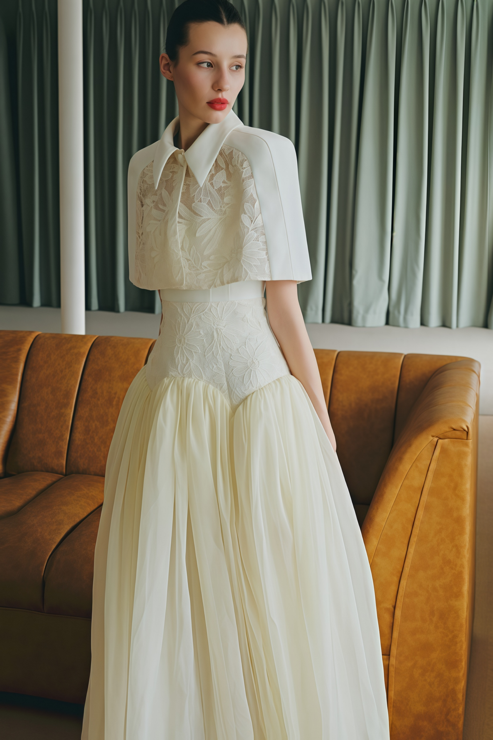 BROOKE WHITE LACE CAPE & DRESS SET