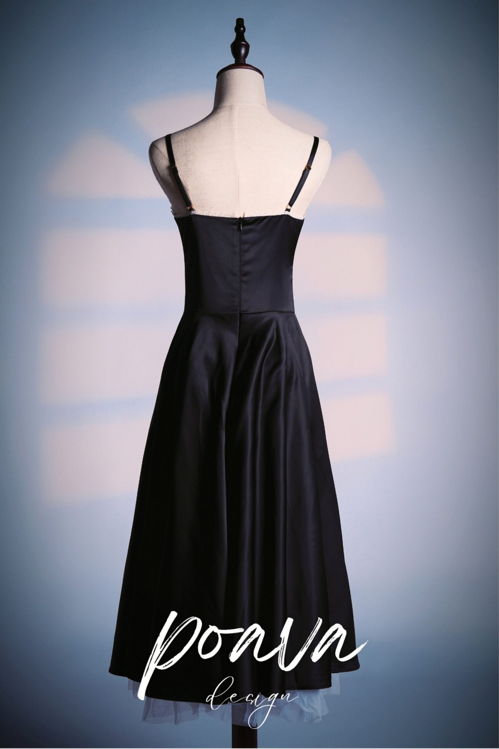 BLACK TULLE MIDI DRESS FOR EVENING PARTY
