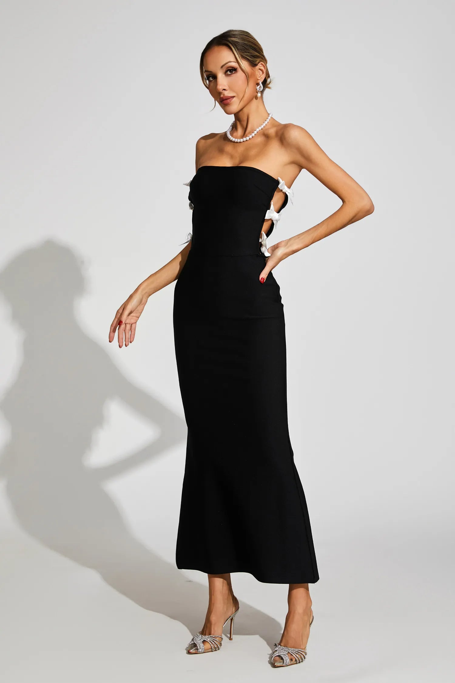 JOCELYN BOWKNOT STRAPLESS BANDAGE MAXI DRESS